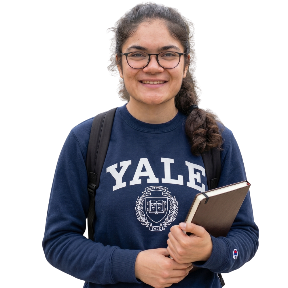 Blue Ocean student wearing a Yale sweatshirt